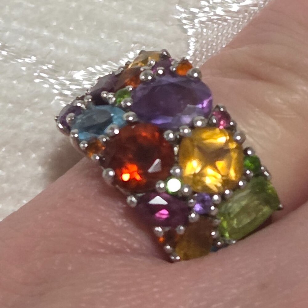 Multi Gem Silver Ring - image 3